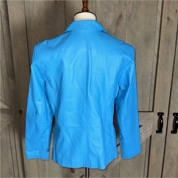 Wilsons Leather Maxima turquoise Blue Leather Jacket Size Large - Picture 4 of 11